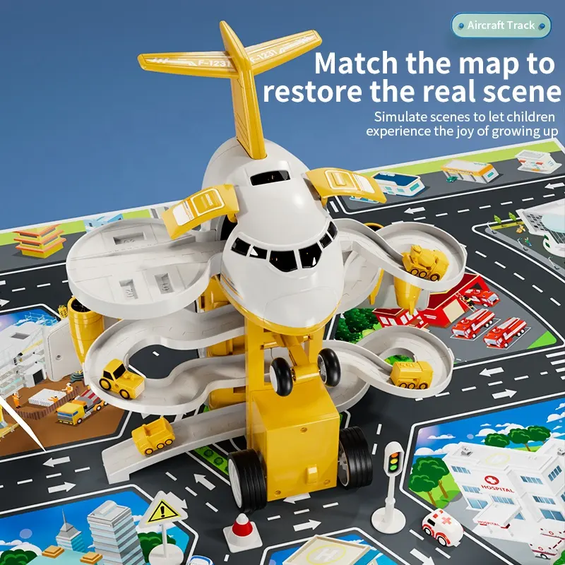 2024 venta al por mayor Gran colorbox simulación Orbital Simulador de avión real montar Juguetes con pista aleación coche de juguete para niños