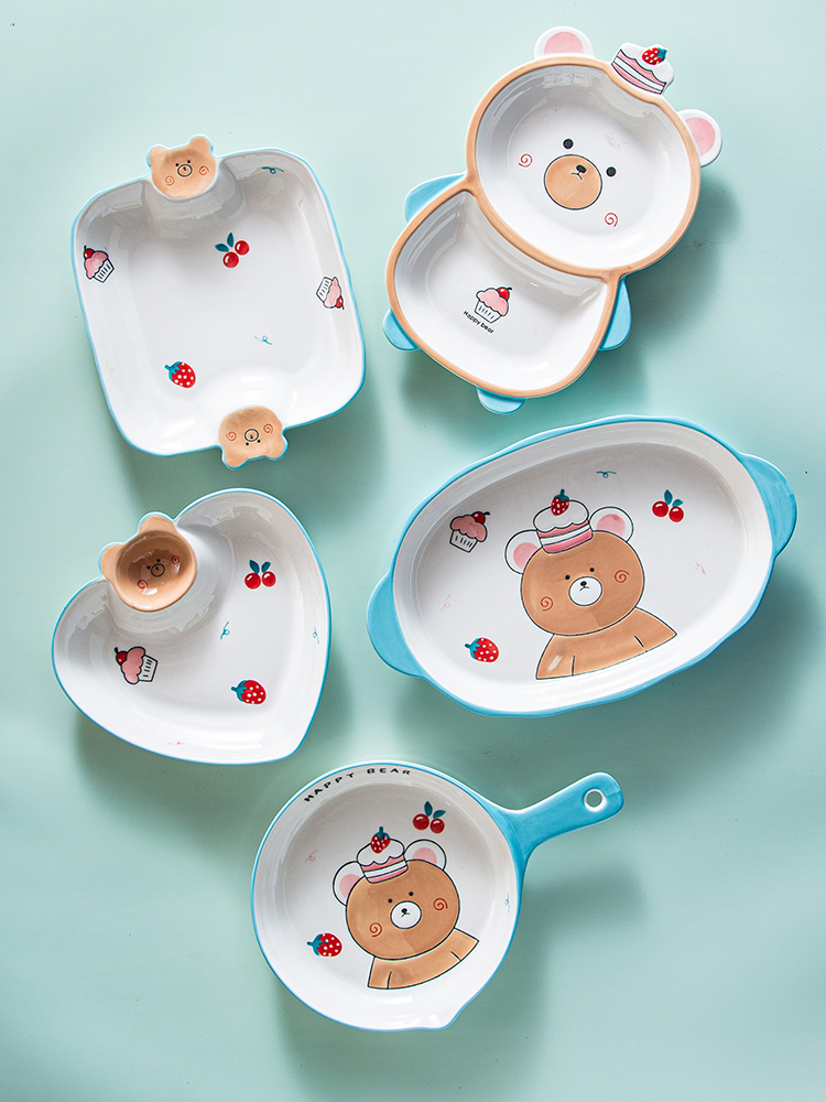 Hot sale little bear decal promotion ceramic porcelain China gift bake dish bakeware bowl plate soup bowl set dinnerware sets