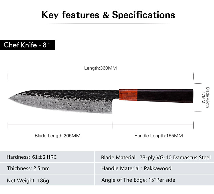 Bestseller Professional Handmade 8-inch Damascus Chef Knife