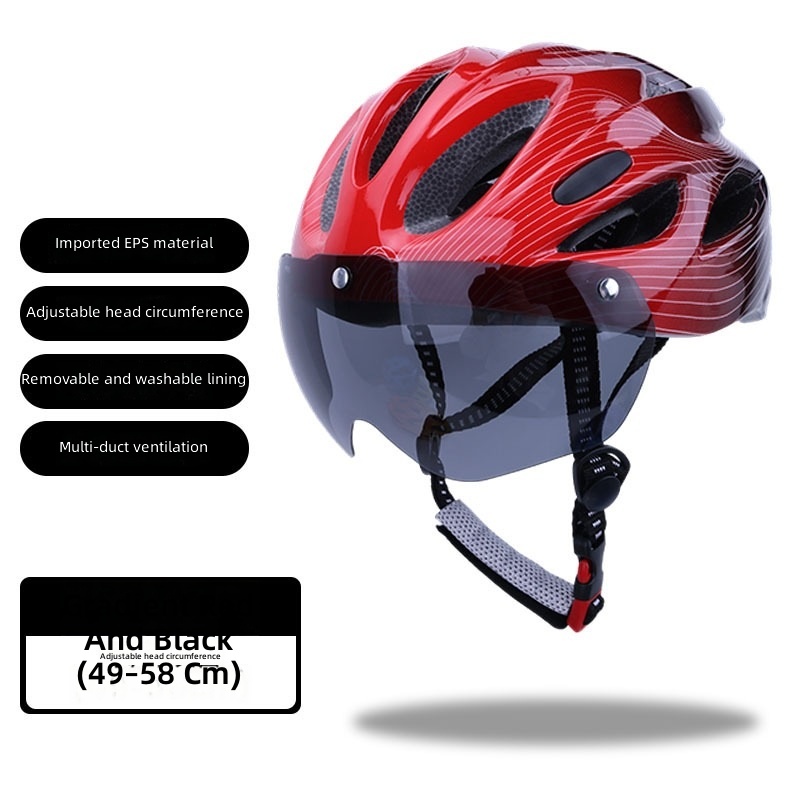 Gradient red childrens helmet-with detachable goggles