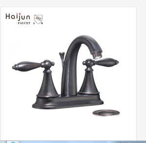 Double Handle Centerset <strong>4</strong> Inch Vanity <strong>Sink</strong> <strong>Faucet</strong> Bathroom <strong>Faucet</strong> Black With Pop-up Drain &amp; Supply Hoses