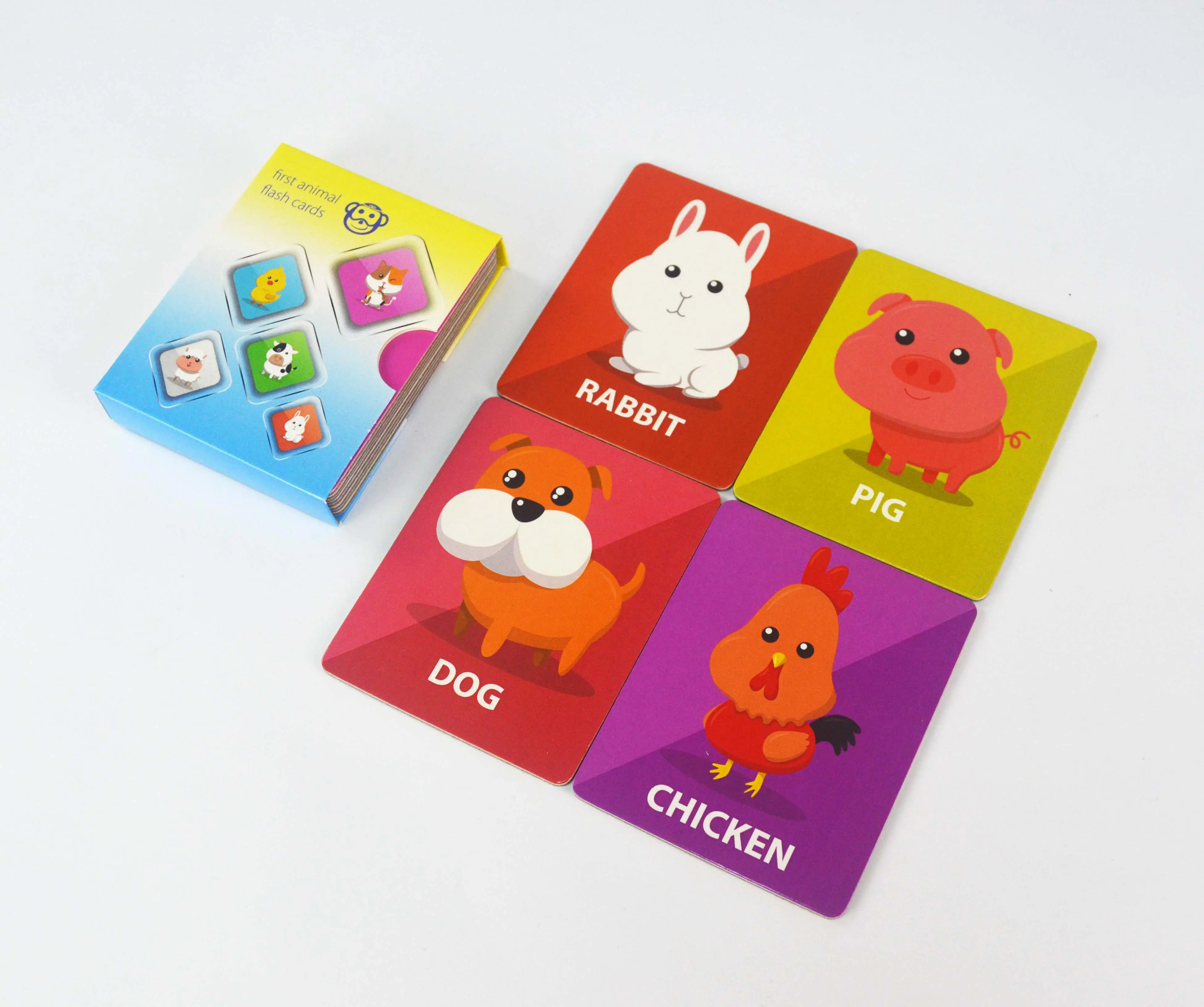 Tarjeta de aprendizaje en inglés personalizada, Impresión de palabras de animales para bebés, tarjeta Flash cognitiva, venta al por mayor