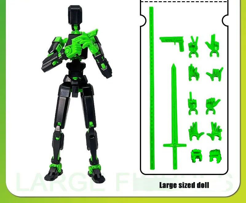 Grande figurine articulée de 20 cm, noir vert