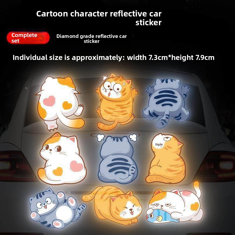 UV Reflective Stickers_Cute Fat Cat Set 1+2+3