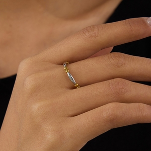 J&amp;D 18K Gold Plate Stainless Steel Rings Modern Minimalist Gold and <strong>Silver</strong> Matching Simple Line Ring - Product Image 1