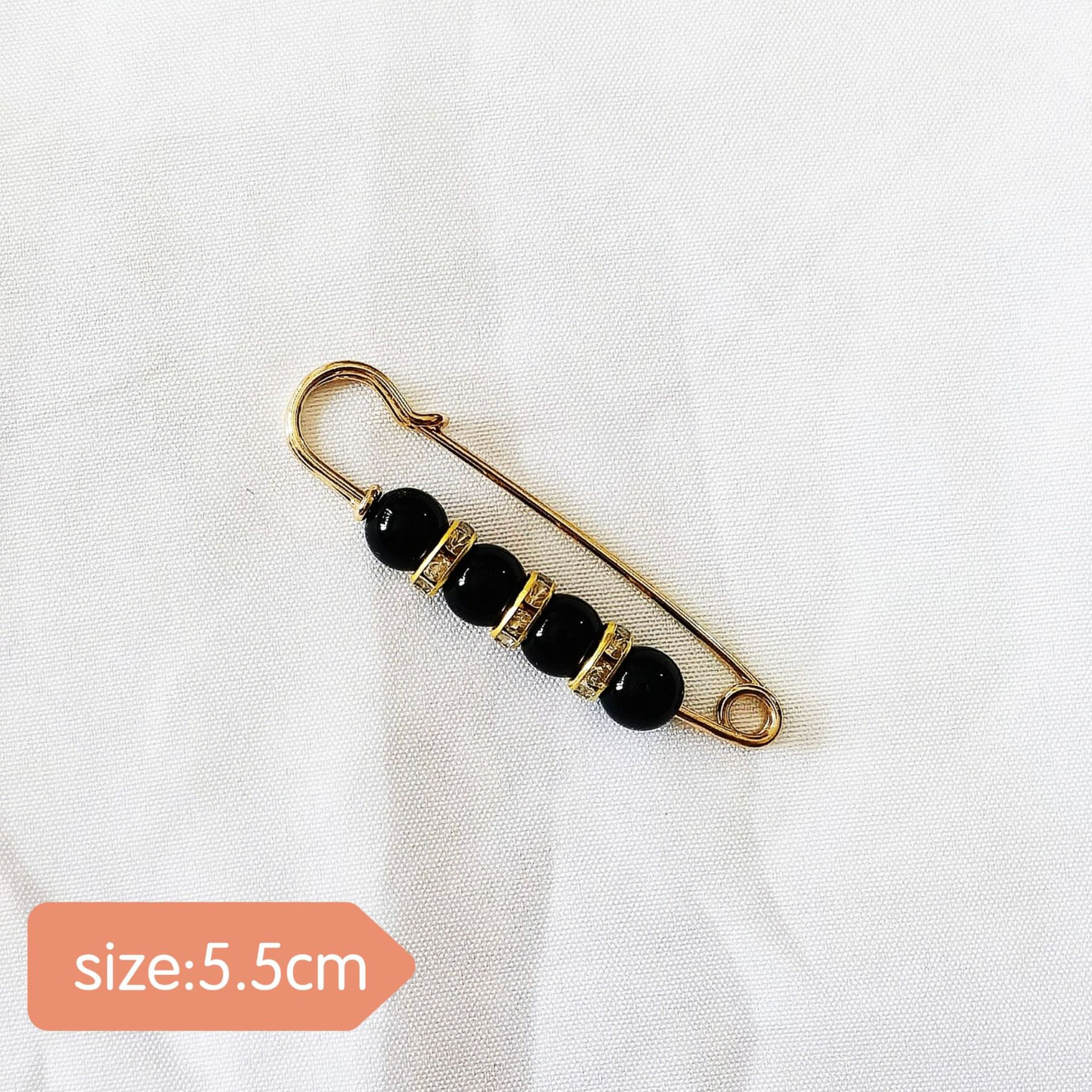 Pin 4#four black beads gold needle 5.5cm