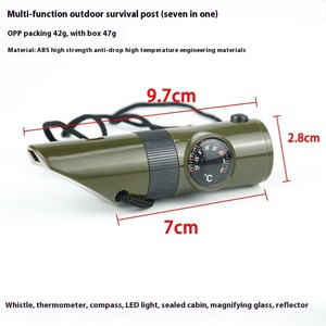 Açık 7-in-1 çok fonksiyonlu düdük plastik hakem düdük LED ışık termometre pusula ile-Survival hayat düdük - Product Image 2