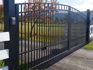 Modern gizlilik dikey Panel avlu lane kapısı bahçe giriş alüminyum alaşım sürgülü elektrik kapısı - Product Image 4