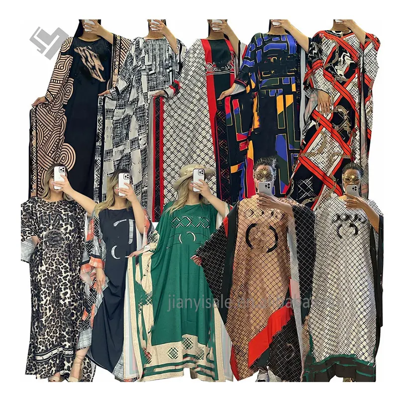 2023 autunno inverno donne Designer stampa africano allentato Casual Maxi vestito famoso marchio musulmano vestito abiti di lusso abiti Robe