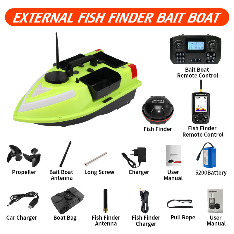 GPS para barco + batería de 5200*1 + sonda de pesca + bolsa para barco + cable USB