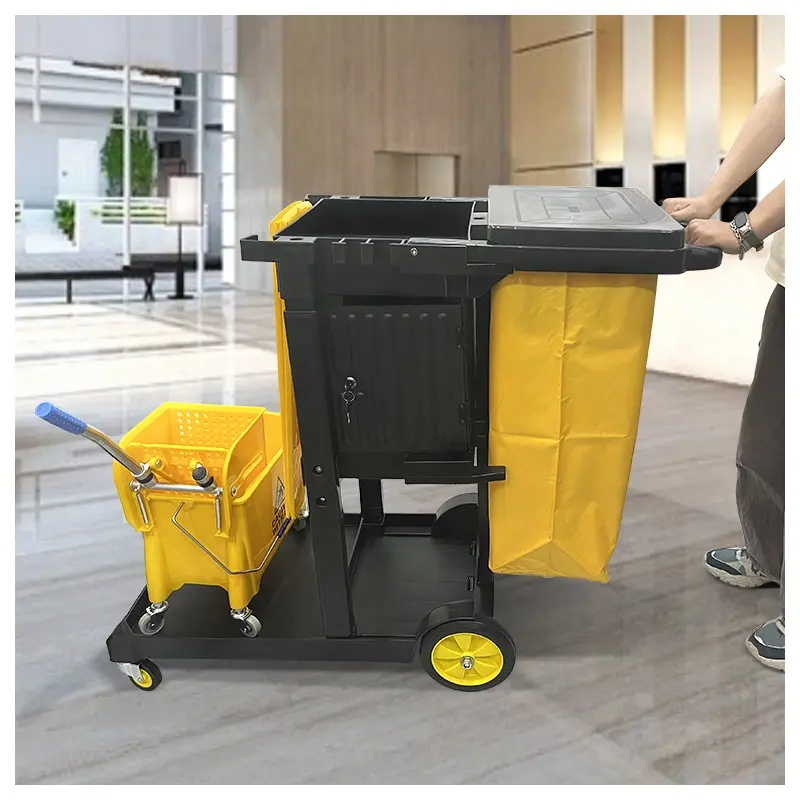 Supplies Commercial Hotel Room Plastic Housekeeping Service Zelador Carrinho De Limpeza Trolley com Recusar Saco