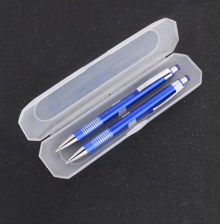 Set pensil pena rias kustom pabrik pena bola dan Pensil mekanis dengan cetakan untuk kemasan kotak