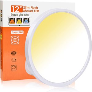 3CCT <strong>LED</strong> Ceiling Light for Living Room Lighting Fixture 3000LM Dimmable 12Inch 24W Surface Mount <strong>LED</strong> Panel Light - Product Image 1