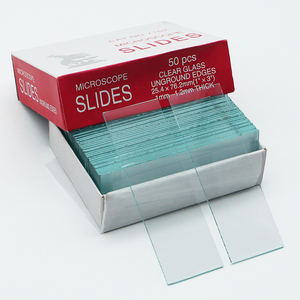 Portaobjetos de microscopio transparente competitivo Borde de corte 7102 con precios de esquina de 90 grados - Product Image 1