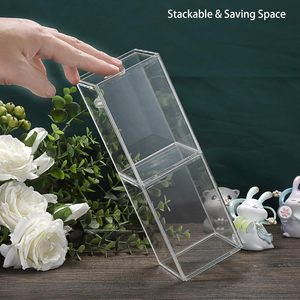 Paquete de 2 Mini vitrina de acrílico transparente para figuras de acción, puerta corredera rectangular, cubo apilable, escaparate independiente, joyería - Product Image 3