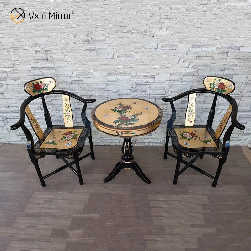 New Cheap Round Tea desk Set with Triangular Chair Living Room Furniture Wooden Luxury Modern Coffee Table