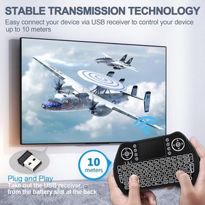 EASYTONE Mini teclado inalámbrico retroiluminado Touchpad Mouse Combo Control remoto Batería de iones de litio recargable Color mecánico
