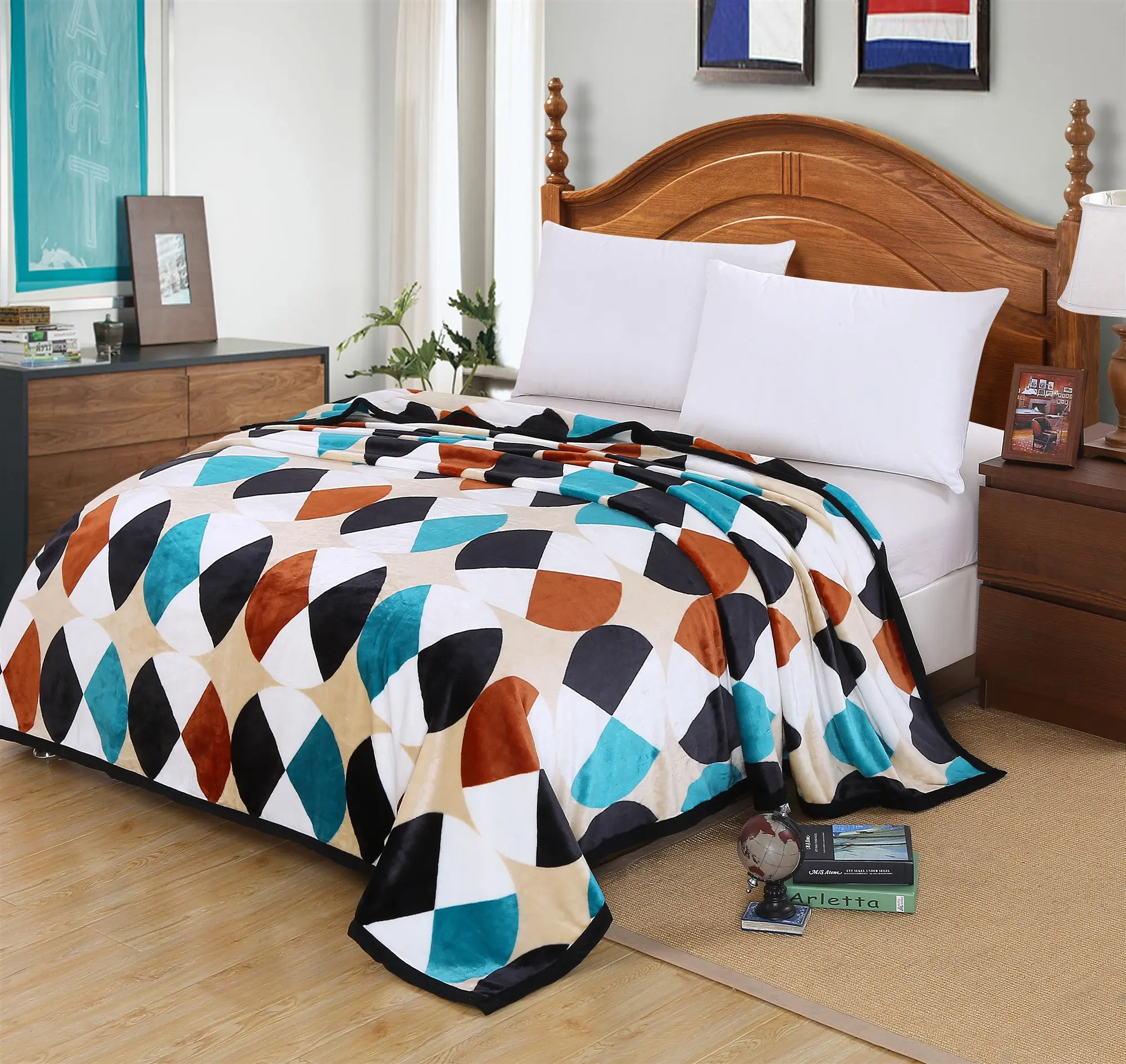 100% polyester printed flannel blanket with new design made in changshu factory