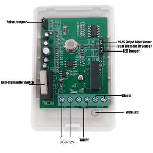 Sensor PIR con cable, detector de movimiento, salida de relé sin alimentación NC por DC9 12 V, funciona con sistema de alarma para el hogar