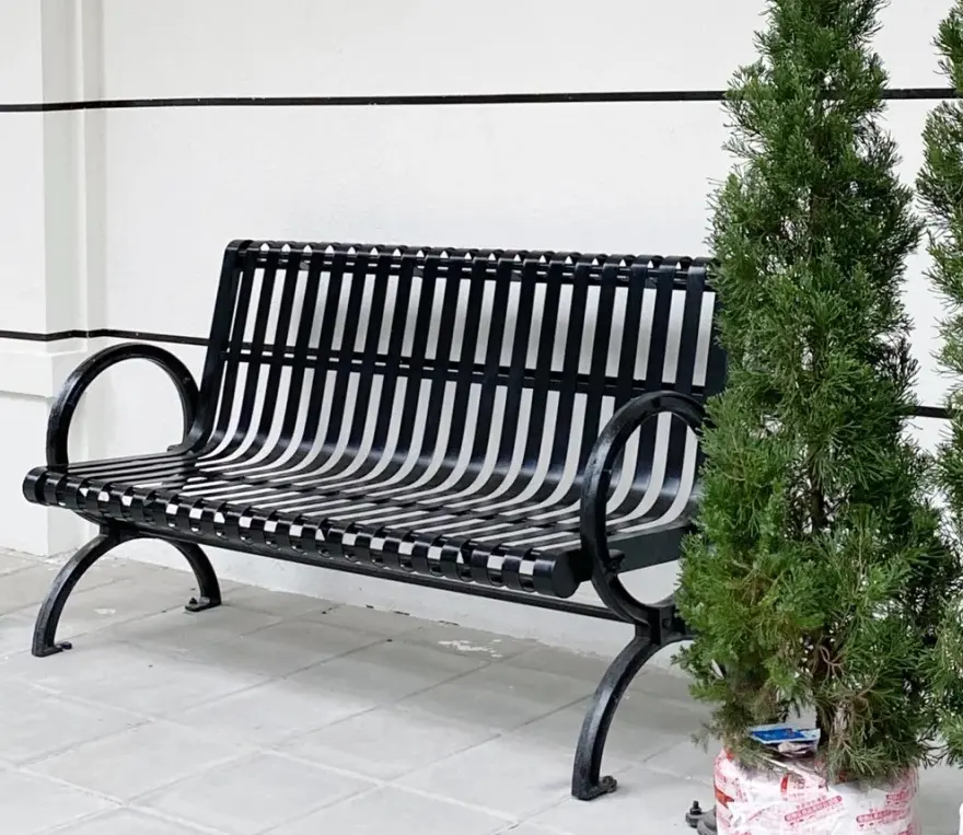 Einzigartige Park Metall Bein Bank gemacht Sitz gelegenheiten im Freien Stahl Garten bank Sitz lange Bank Stuhl