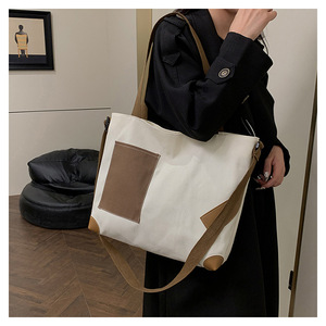 Büyük kapasiteli kanvas çanta nötr ekleme garip paketi kişilik üç çanta tek omuz Crossbody el bir çanta - Product Image 4