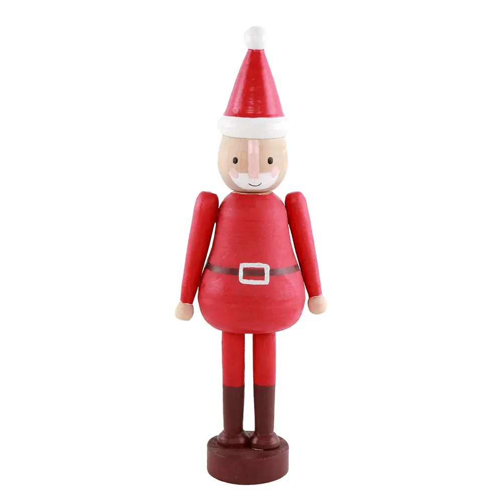 Adornos y decoraciones de madera de alce de Papá Noel, Cascanueces de madera de Navidad, adornos rojos de mesa, regalos de vacaciones