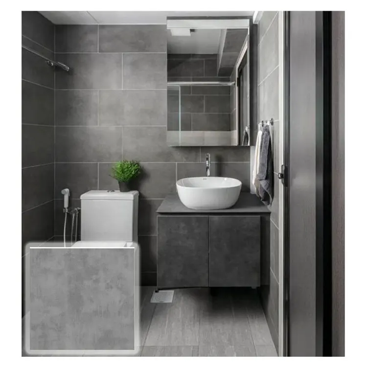 Grigio Rustico Piastrelle del Bagno Mona Grigio Levigato Calcare Piastrelle Opaco Ceramica Pavimento e Parete 60x60 Grigio Porcellana Lucido piastrelle