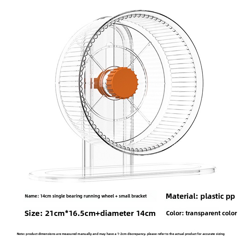 Transparent 14cm single-bearing running wheel + small bracket