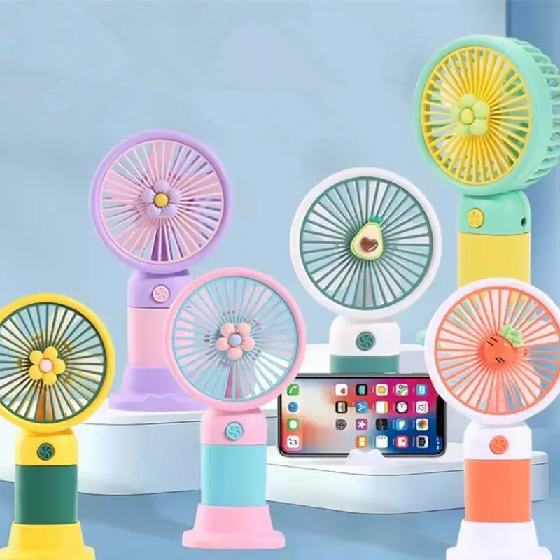2023 New Factory Price Creative Mini Portable Fan Outdoor USB Rechargeable Cartoon Small Desktop Handheld Fan Summer Air Cooling
