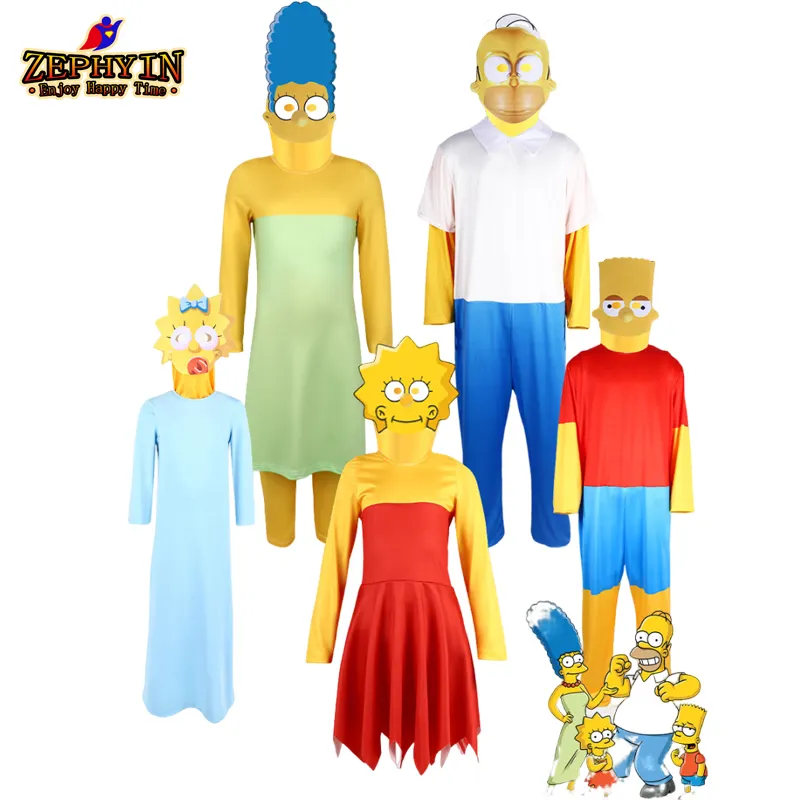 Costumi Cosplay per bambini i Simpsons in Costume per la famiglia spettacolo di scena abbigliamento per bambini e per adulti taglia 110-200cm