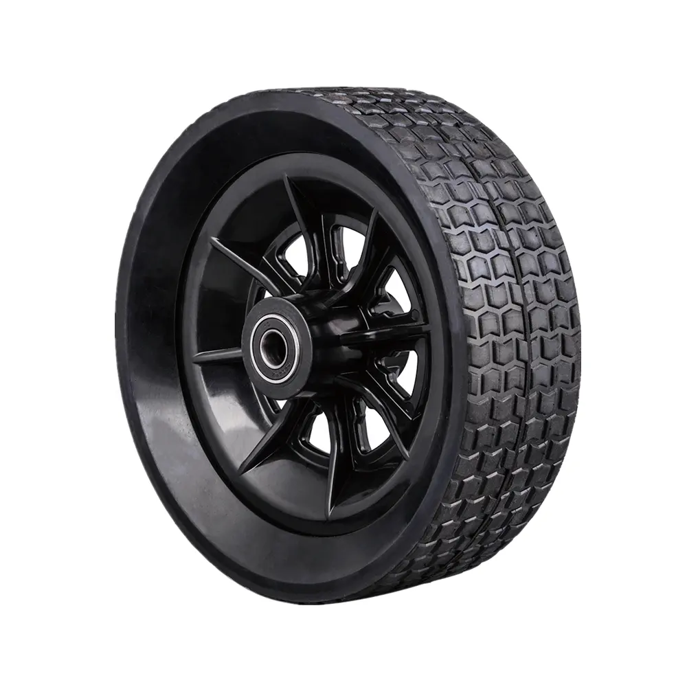 Solid rubber wheel 10 inch flat free hand truck wheel black rim for air dehumidifier  pressure washer wheel