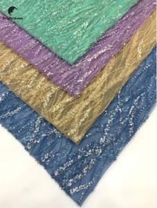 Pháp Tulle lưới polyester ren sang trọng Bridal đính cườm 3mm Sequins ren thêu Wedding Dress vải - Product Image 6