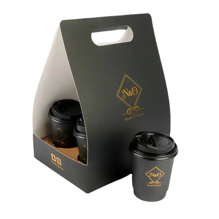 Tasse en papier à café chaud or Logo personnalisé imprimé feuille jetable estampage noir gobelets en papier à double paroi pour le thé 3-7 jours accepter