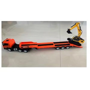 2 In 1 kombinasyonu iki denetleyici 9CH DIY kiti 1 24 ölçekli uzaktan kumanda RC düz platformlu römork kamyon ile ekskavatör oyuncak - Product Image 6