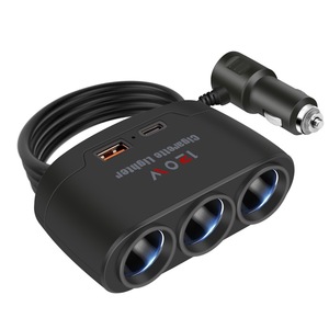 3合1通用串行总线C型插座120瓦汽车点烟器分离器12V 24v快速充电器电话电源适配器，适用于汽车DVR全球定位系统仪表盘 - Product Image 1