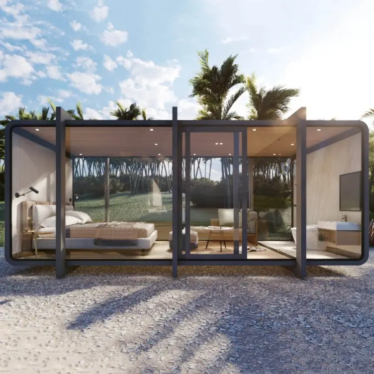 Rumah prefabrikasi konstruksi cepat mewah rumah Prefab Real Estate rumah kaca aluminium SunRoom Mobile House