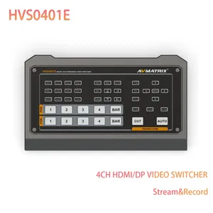 AVMATRIX HVS0401E <strong>4</strong> Channel Micro /DP <strong>Video</strong> Switcher Mixer RTMP Live Streaming Record <strong>4</strong> <strong>Input</strong> Ports <strong>Switch</strong> for Broadcasting - Product Image 2