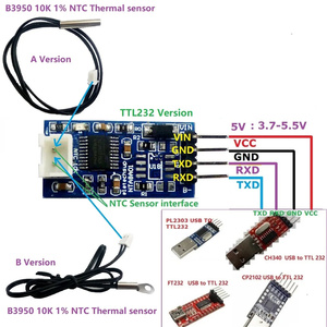 4XDC5V-24V RS485 RS232 Sensor de temperatura TTL Modbus RTU NTC termistor adquisición remota Monitor módulo reemplazar DS18B20 PT100
