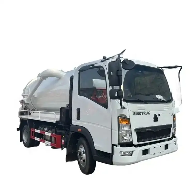 SINOTRUK HOWO 4x2 5ton Tanque de limpieza al vacío Alcantarillado de alta presión Camión de succión de aguas residuales
