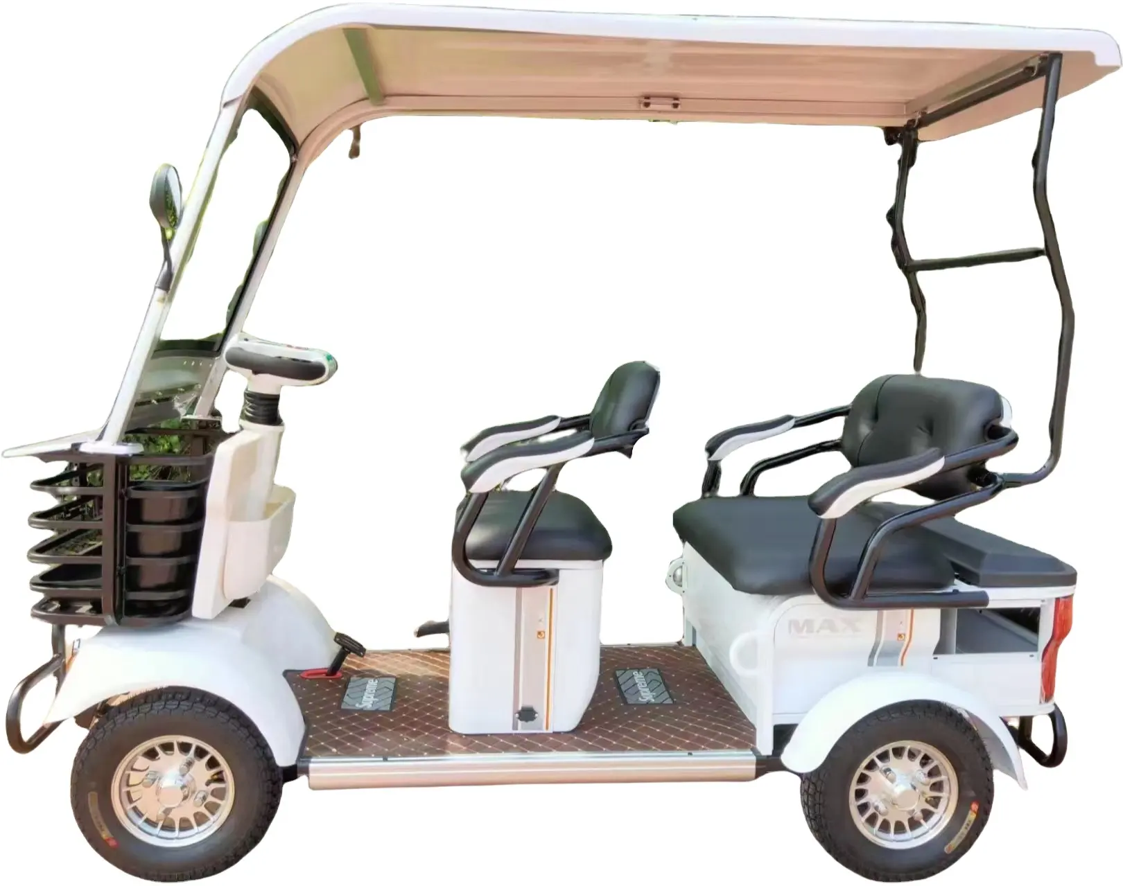 Thiết kế mới nhất 48-60V giải trí điện tour du lịch xe buýt đôi-row 3-seater với khung thép phía sau bánh xe trung tâm động cơ tích hợp pin