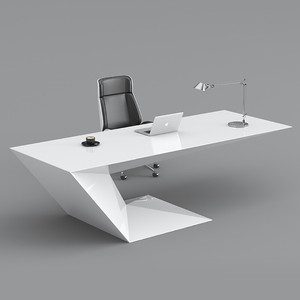 Z形高光泽固体表面台式桌面办公室 - Product Image 3