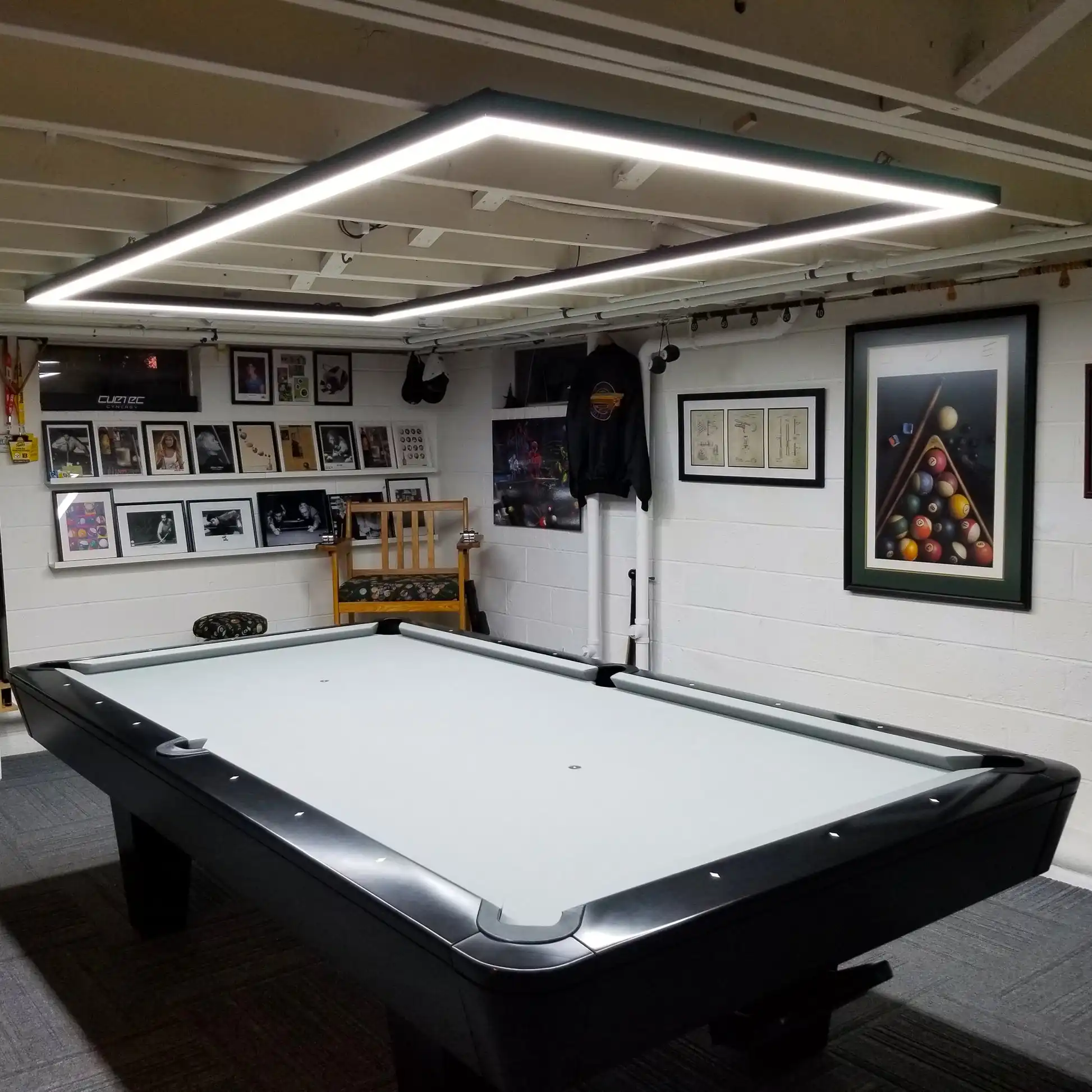0-10V dimmable led pool table lights aluminum acrylic rectangle shape pendant light for snooker room