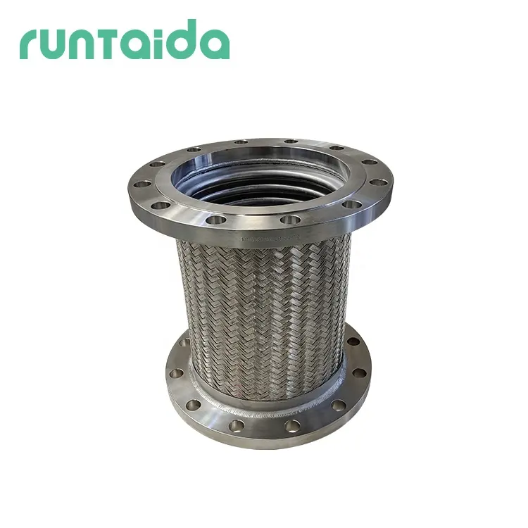 Manguera de junta de metal con brida flexible trenzada de alambre con bridas de acero inoxidable 304 ANSI 150LB de 10 pulgadas