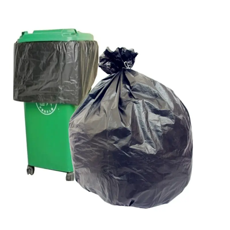 ขายส่งที่กำหนดเองที่มีคุณภาพสูงย่อยสลายได้หนักถุงขยะพลาสติกขนาดใหญ่สีดำถุงขยะ