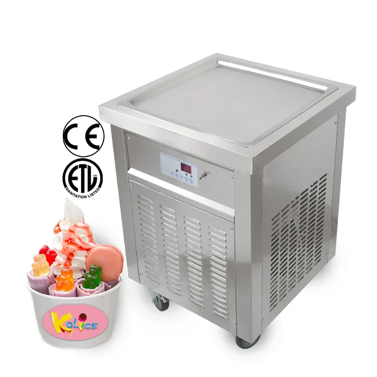 Kolice Pabrik Penjualan Langsung 55X55Cm Pan Es Krim Goreng/Fry Ice Cream Mesin/Roll es Krim Mesin dengan CE ETL