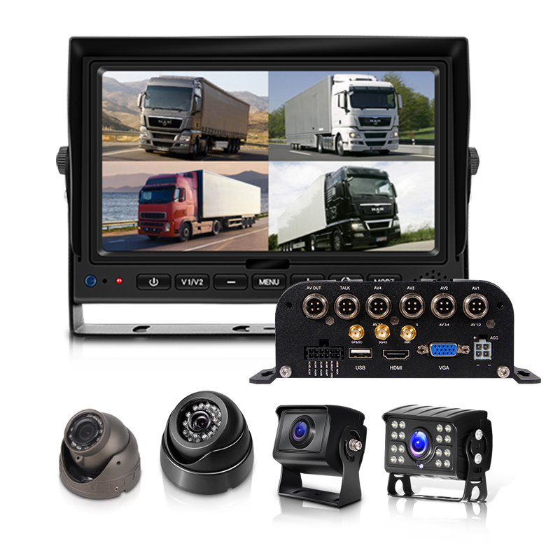 4CH HDD MDVR avec 4G + GPS + WIFI,7 "écran, caméra 4PCS
