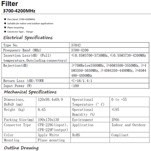 Filtro GME 5G 3700 3720 3820-4200MHz Alta estabilidad Anti interferencia Baja pérdida de inserción 5G C Band Satcom Wavequide Filtros - Product Image 5
