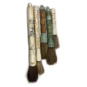 Cọ vẽ Trung Quốc lớn bằng đá ngọc tự nhiên chạm khắc xương bò kiểu cổ dùng trang trí đồ nội thất - Product Image 4