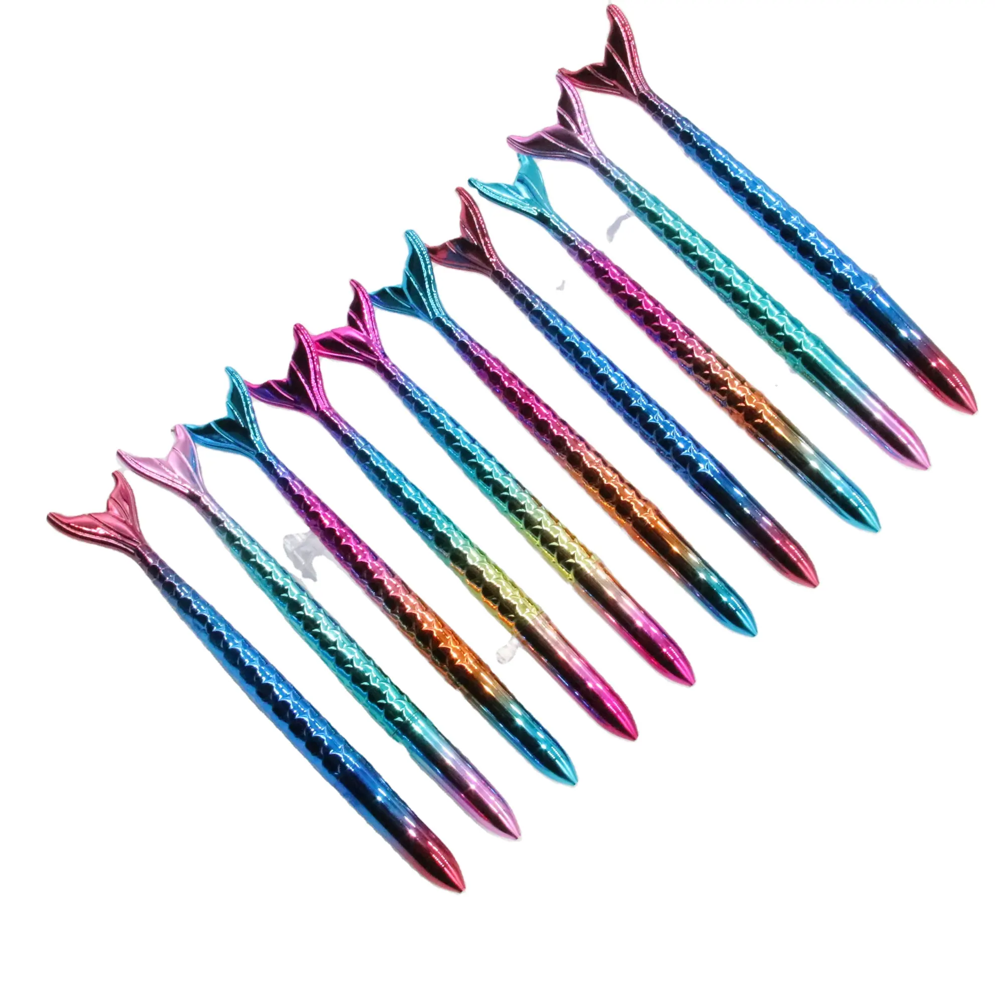 पदोन्नति प्यारा स्टेशनरी मरमेड कलम लवली रचनात्मक सुंदर प्रोमो उपहार इंद्रधनुष रंग प्लास्टिक मछली आकार मरमेड कलम
