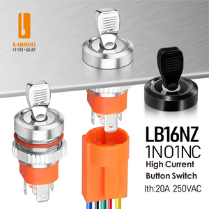 LANBOO 16mm 16A interruttore a levetta in metallo ad alta corrente IP65 impermeabile pulsante vendite dirette della fabbrica con indicatore 5-24V 220V - Product Image 3